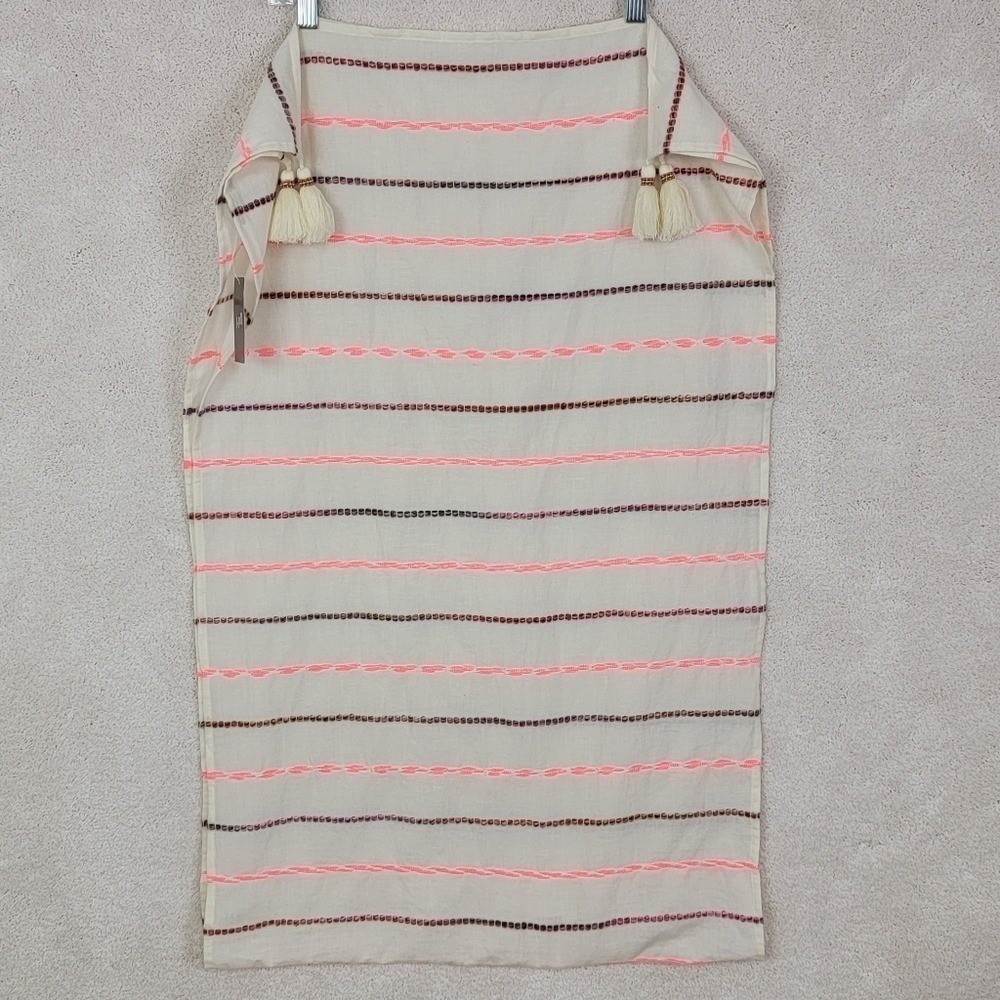 J. Jill Scarf One Size Cream Multi Striped Tassel Trim Bohemian Lightweight NWT - Picture 5 of 8